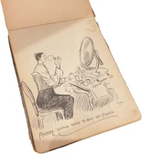 Early 20th Century Scrap Album Of Drawings And Writings