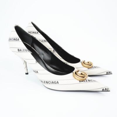 新品未使用 グッチ×バレンシアガ パンプス 24cm Gucci x BALENCIAGA Women's Pointed Toe Gucci Double G Logo Pumps