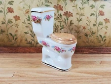 Dollhouse Toilet by Reutter Porcelain Dresden Rose Design 1:12 Scale Miniature
