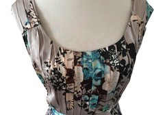 Monsoon Grey Turquoise  Oregan Floral Silk Dress Size 8 Bnwt  Away