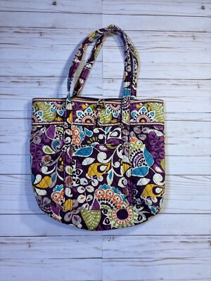 Vera Bradley Large Reversible Shoulder/Tote Plum Crazy Retired, 14x12x4