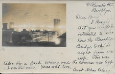 91 Columbia Hts Brooklyn BRIDGE NY RPPC Time Lapse Real Photo vintage 1909