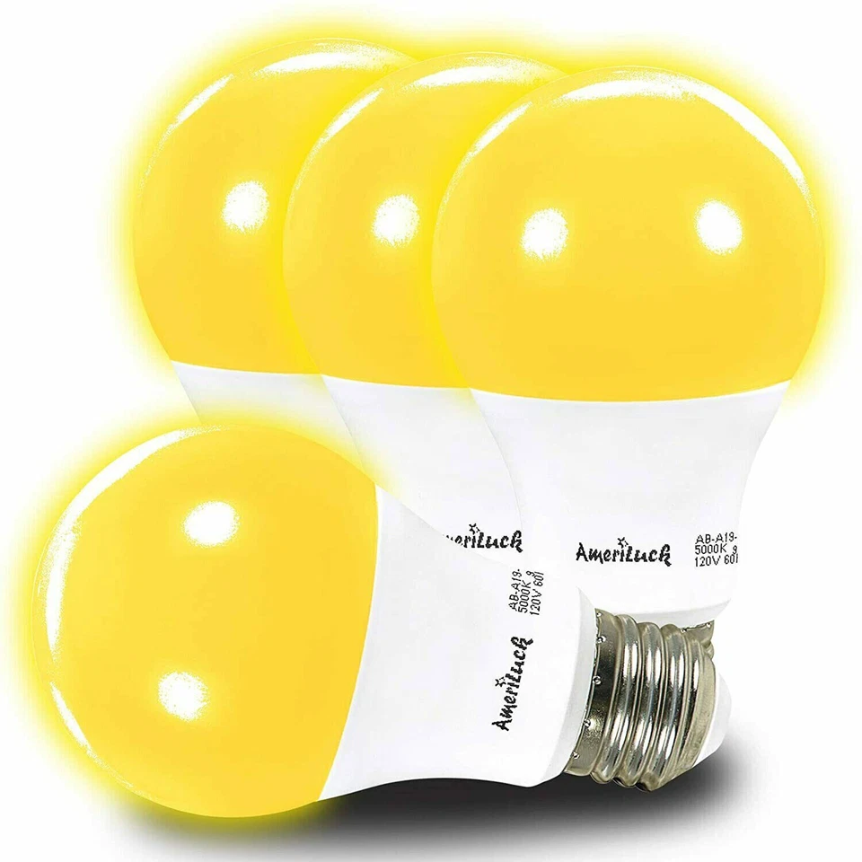 A19 Colored LED Bug Mosquito Light Bulb 60W Equivalent (7W) Multicolor 4 Pack - Image 4 of 4