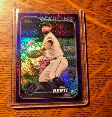 Jon Berti, Purple Holofoil, 2024 Topps Series 2, #524, SP 453/799 Miami, NM