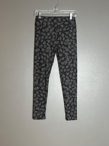 LuLaRoe Womens Elephant Print Leggings Black & Gray One Size Polyester Spandex