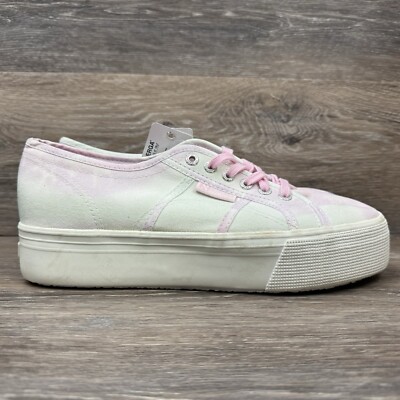 Superga Shoes Women Size 10 Pink White Canvas Tie Dye Low Top Platform Sneakers