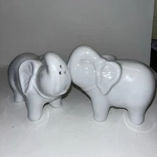 BIA Cordon Bleu Hand Glazed Porcelain White Elephant  Salt &Pepper Shakers