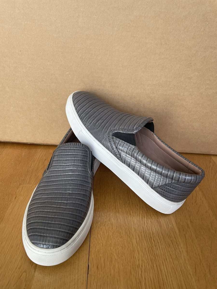 Hugo Boss Womens 50317270 Leather Slip On Sneakers Shoes Size 39 Gray