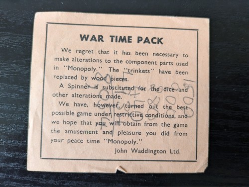 VINTAGE MONOPOLY WW2 1940s WAR TIME PACK - CARD PIECES, WOODEN BUILDINGS 453689 - Picture 6 of 12