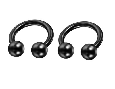 2PCS Stainless Steel EARRINGS Nose Septum Helix Lip Tragus Ring Body Piercing