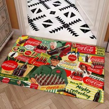 New Coca-Cola Retro Print Door Mat Kitchen / Bathroom With Non-slip Backing