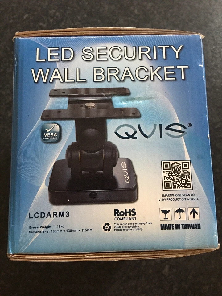 QVIS LCDARM3 LED Security Wall Bracket For Upto 21” LED Screen/Monitor - Image 3 of 4