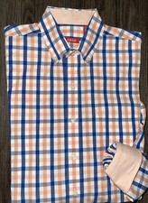 Mens Izod Long Sleeve Plaid Button Front Shirt Size Medium MD M - EUC