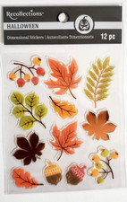 Recollections Halloween EPOXY FOIL LEAVES Dimensional Stickers - 12 pcs