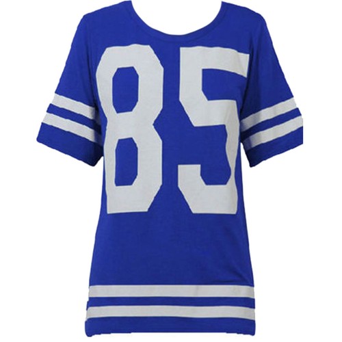 Women Ladies Stripped 85 Top Base Ball Baggy Over sized Jersey T-Shirt - Picture 4 of 4