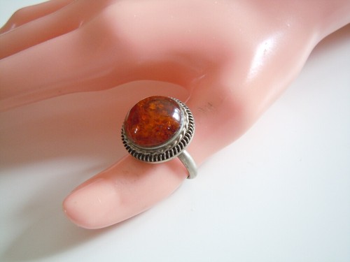 Ring Honig Bernstein Rund Metall gestempelt MET 5,9 g/Gr.59 - Bild 8 von 8