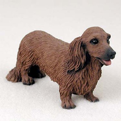 Dachshund Figurine Hand Painted Collectible Statue Red Long Haired