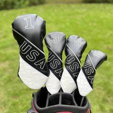USA American Style Black Golf Club Headcovers Driver Woods Hybrid UT Head Covers