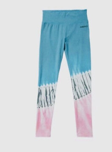 Justice Girls Full Length Active Leggings Tie Dye Blue/Pink Size M (10) Nwt - Picture 4 of 4