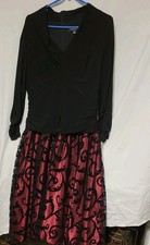 VINTAGE S L FASHION Dress J Lace Floral Mother of Bride Sz 16 black red