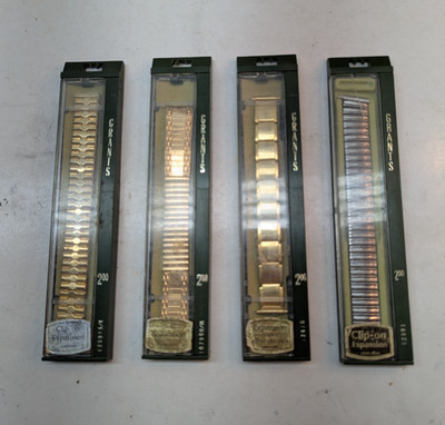 LOT OF 4 Vintage Grants Watch Band Superflex Gold Tone Clip-on Expansion HK