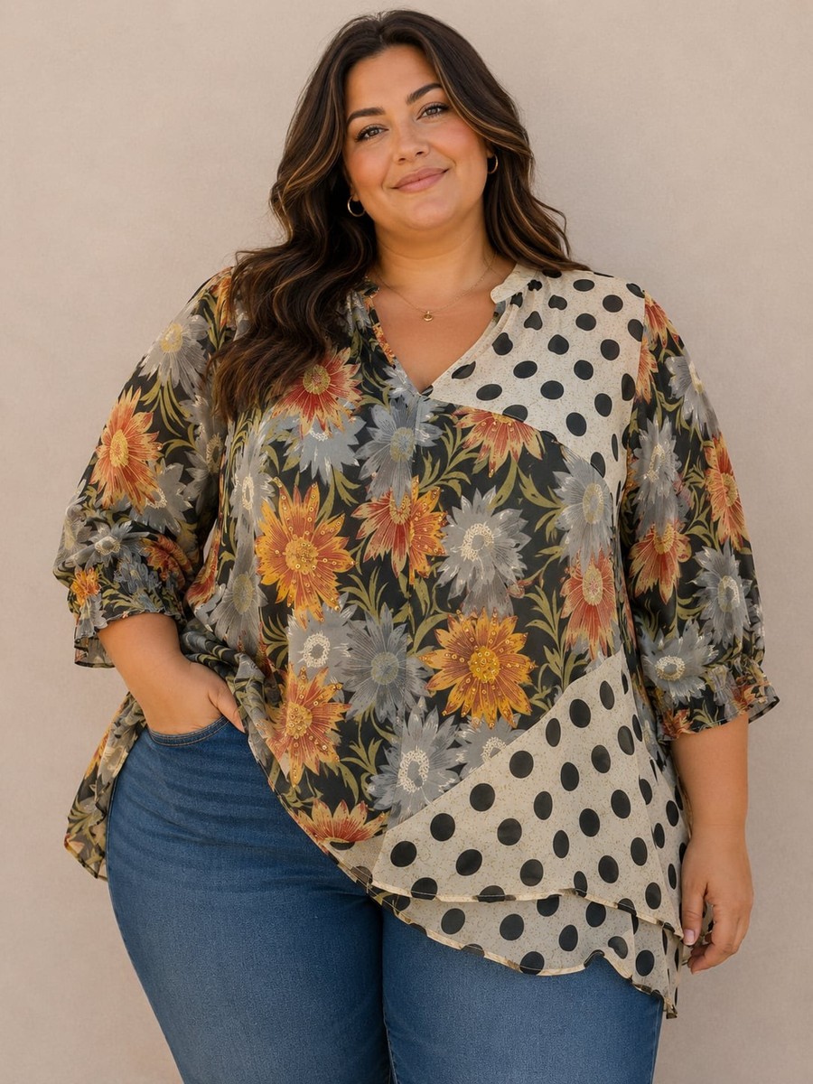 Geo Print BlouseB195JC