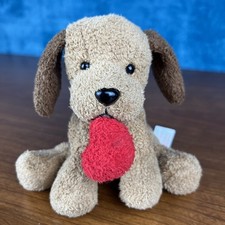 Russ Berrie Luv Pets "Buddy" Dog Brown 5  Plush Beans Valentine - Rare w/ Heart