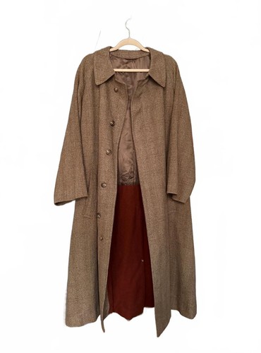 Paul Stuart, Vintage Paul Stuart Wool Herringbone Balmacaan Overcoat Mens Size 42