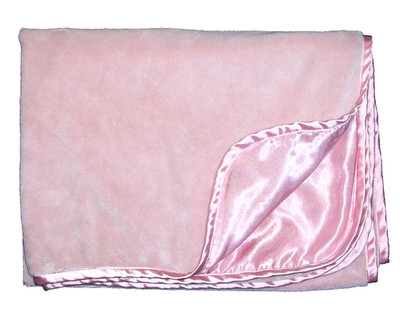 Brookstone SPA NAP Pink Throw Blanket Full Satin Back Edge Trim 34x52''