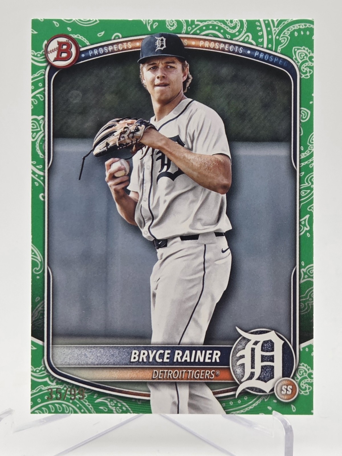 2025 Bowman - Prospects Bryce Rainer #BP-49 Green Pattern /99 - Tigers