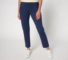 Denim & Co. Women's Pants Sz M Active Regular Duo Stretch Slim Blue A690965