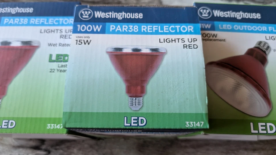 3 - Westinghouse Red LED Flood Reflector Bulb 100W Equivalent PAR38 Outdoor Lot - Image 2 of 4