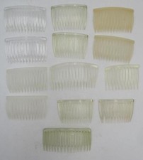 Vtg Lot of 13 Goody Side Hair Combs Lucite Clear Frosted 14 16 Teeth Sets
