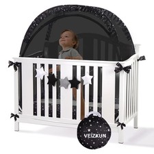 VEIZXUN Crib Tent Breathable Mesh Toddler Bed Canopy Cover Self-Locking