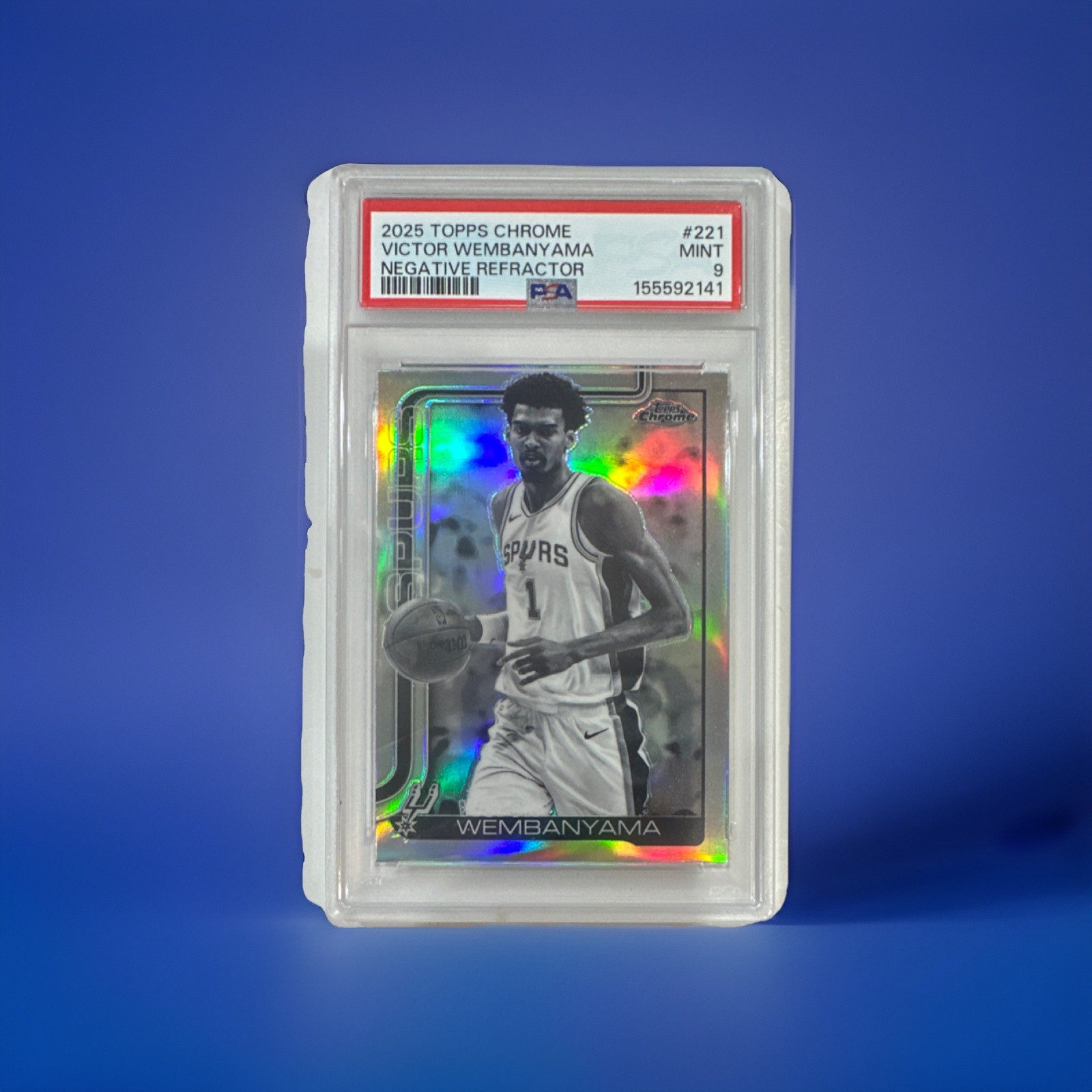 Victor Wembanyama 2025 Topps Chrome #221 Negative Refractor PSA 9 Spurs