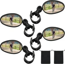Hestya 4 Pcs Bike Mirror 360 Degree Adjustable Safe 2.76 in x 1.97 in, Black 