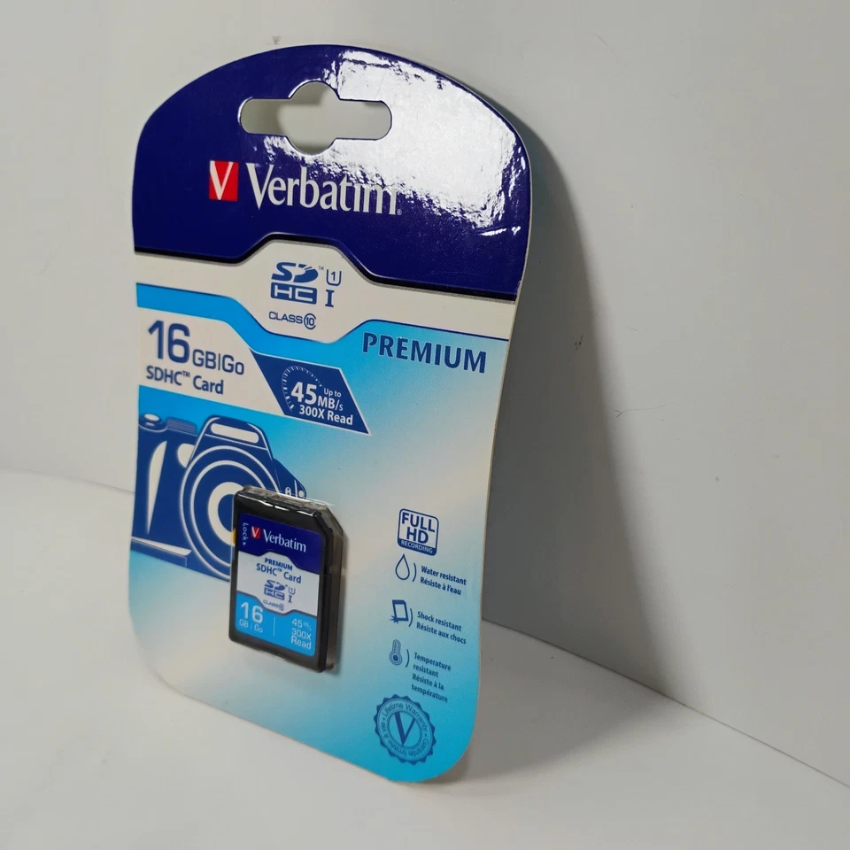 Verbatim Premium 16GB SDHC Card Memory 45MB/s 300x Read FULL HD - Image 2 of 4