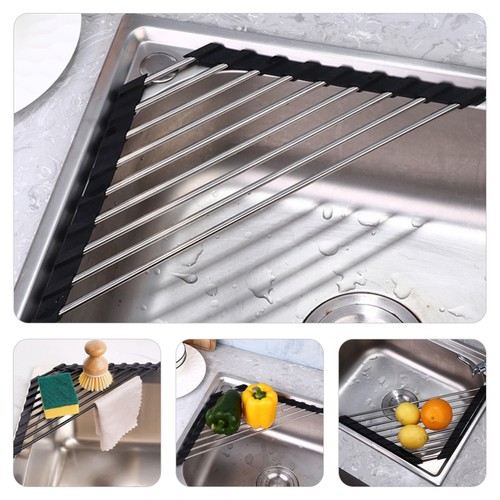 Edelstahl Regal Küche Spüle Abtropfgestell Utensil Trocknen Halter - Bild 8 von 12
