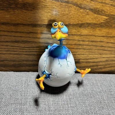 Exhart Springy Blue Bird Hatching Egg Resin Figurine Decor