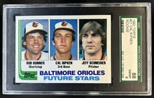 1982 Topps Orioles Future Stars Bob Bonner Cal Ripken Jr Schneider RC #21 SGC 8