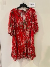 BONPRIX Red Floral Long Sleeve Midi Dress (FJ107-6)