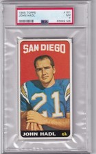 1965 Topps Football, John Hadl #161, PSA-7 (Huge selection of 1965 FB PSA)