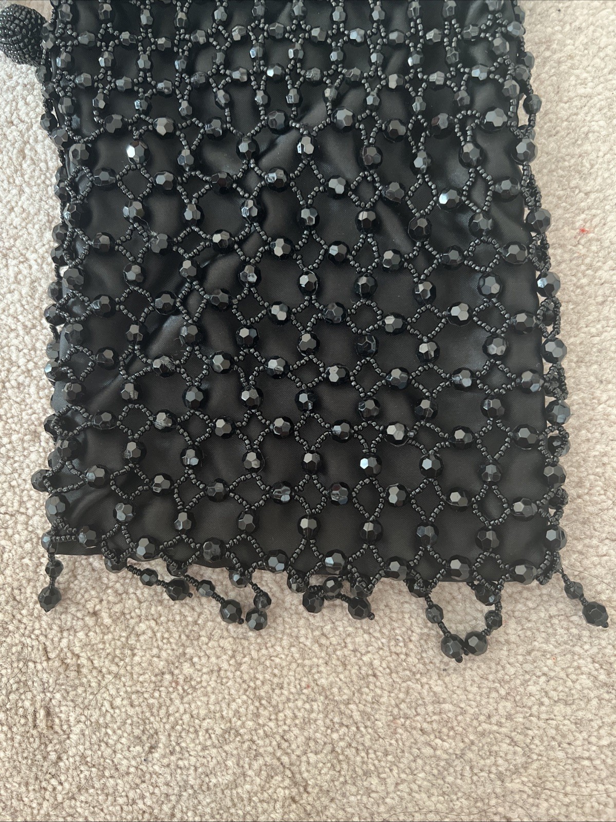 Bloomingdales Beaded Pouch Drawstring Closure Cha… - image 7