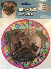 DOUG THE PUG STICKERS 3D 6.5 x 6.5 ADORABLE set of 2 Dog Puppy Funny NEW
