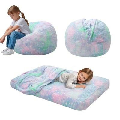 Kids Bean Bag Chair Turn into Beanbag Bed, Unicorn Toddler Bean Chair, Lazy C...