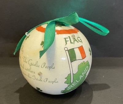 Irish Tricolor Flag Map Blinking Light Globe Ornament Christmas Souvenir Tested