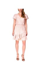 MICHAEL Michael Kors Women's Julia Palm-Print Fit & Flare Dress Pink Small