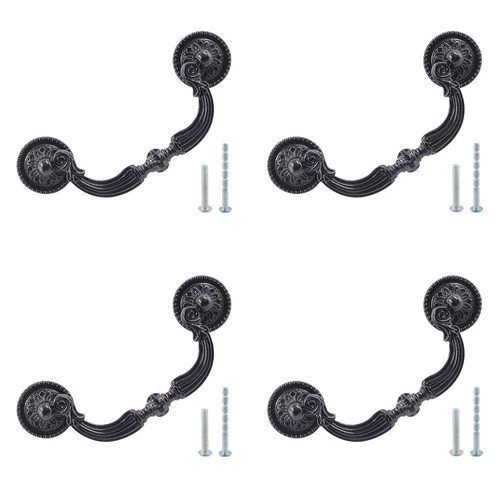 4 Pack Antique Drop Drawer Pull, 3.5 Inch Hole Center Vintage Bail Pull Handl... - Picture 1 of 7