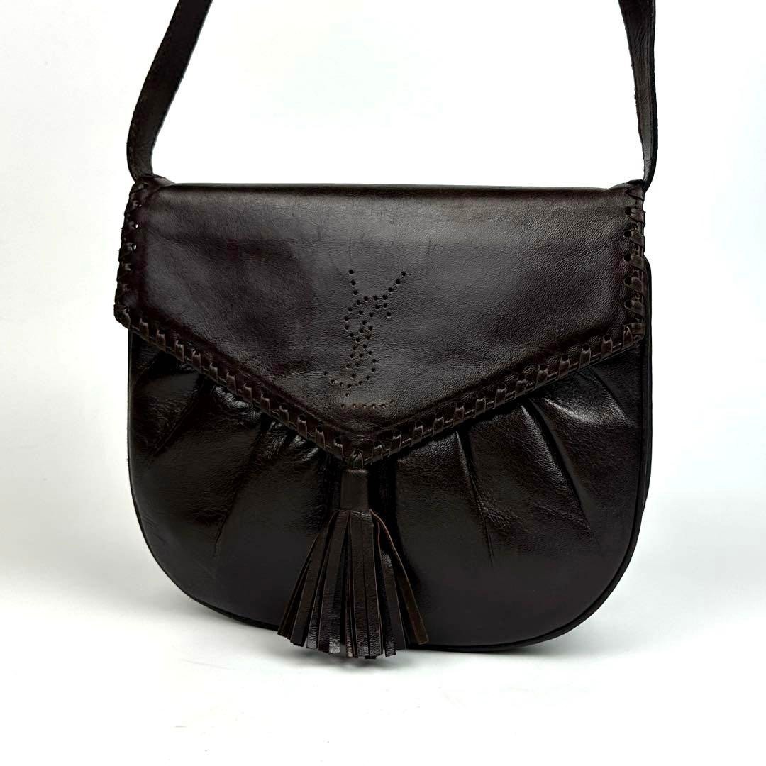 Borsa a tracolla Yves Saint Laurent YSL vintage nappa tracolla pelle marrone usata
