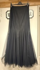 Vintage TADASHI Black Long Tulle Cocktail Evening Dress Skirt Size Small 10